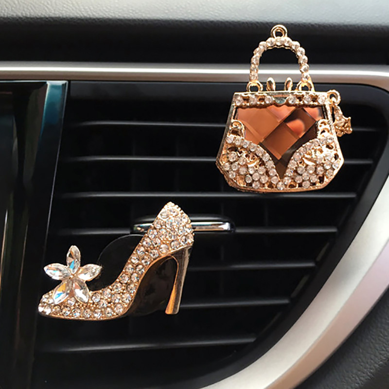 „Crystal High Heel“ automobilio dekoravimo oro gaiviklis „Auto Outlet“ kvepalų gnybtas automobilių kvapų difuzorius „Bling“ automobilių priedai, mergaitės, moterys