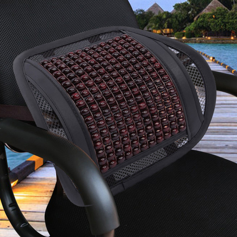 Universalūs automobilio odiniai mediniai karoliukai juosmens atrama tinklelio atrama, kvėpuojanti, patogūs mediniai karoliukai, tinkantys kėdės atramai, 3 spalvos