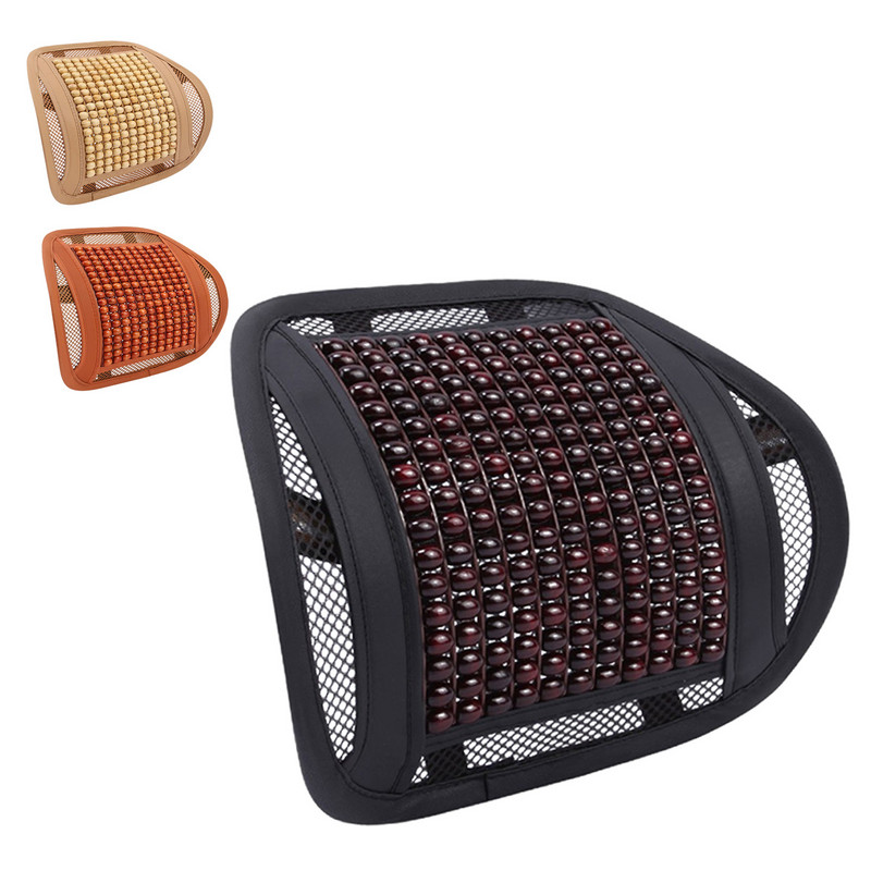 Universalūs automobilio odiniai mediniai karoliukai juosmens atrama tinklelio atrama, kvėpuojanti, patogūs mediniai karoliukai, tinkantys kėdės atramai, 3 spalvos