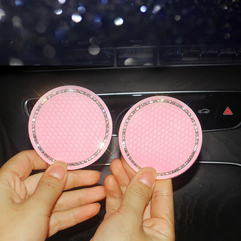 2 бр. Bling Car Car Car Diamond Anti-Slip Mat For Auto Non Slip Pad Water Cup Mat Decoration Car Interior Accessories Момичета
