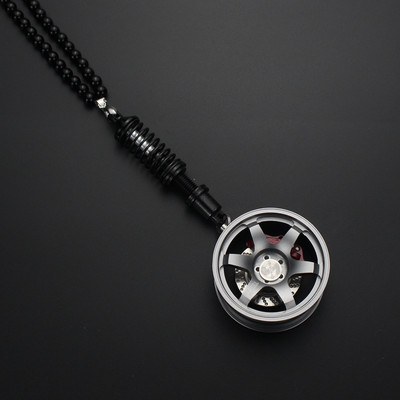 Styling auto Oglinda retrovizoare pandantive Ornamente Butuc roată din aliaj de aluminiu Cauciuc cauciuc Lanț cheie suspendat pentru mașină retrovizoare