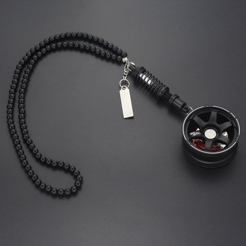 Styling auto Oglinda retrovizoare pandantive Ornamente Butuc roată din aliaj de aluminiu Cauciuc cauciuc Lanț cheie suspendat pentru mașină retrovizoare