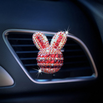 Cute Rabbit Car Αποσμητικά Αυτοκινήτων Αεραγωγός Κλιπ αρώματος Bling Αξεσουάρ αυτοκινήτου για κορίτσια Διακόσμηση εσωτερικού χώρου Διαχύτης αρώματος αυτοκινήτου