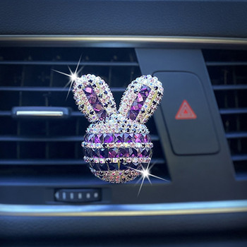Cute Rabbit Car Αποσμητικά Αυτοκινήτων Αεραγωγός Κλιπ αρώματος Bling Αξεσουάρ αυτοκινήτου για κορίτσια Διακόσμηση εσωτερικού χώρου Διαχύτης αρώματος αυτοκινήτου