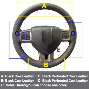 Cow True Leather Hand Sewing Car Steering Wrap For Dodge Charger Challenger 2011 - 2014 Cowhide Protector Wrap 2013 2012