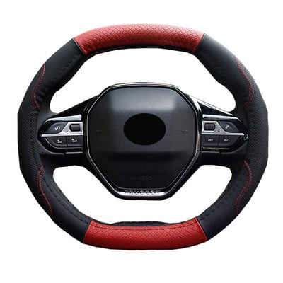 Automobilio vairo dangtelis 4 stiliaus dirbtinės odos apdangalas, skirtas Peugeot 3008 II 2016 2017 2018 2019 ovalo formos automobilio vairas