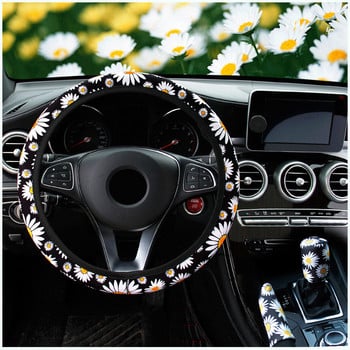 3 ΤΕΜ/ Σετ κάλυμμα τιμονιού αυτοκινήτου Handbrake Gear Shift Cover 10Styles Flowers Girl Woman Braid on Steering Wheel Auto Protector