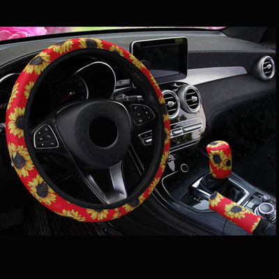 3PCS/Set Poklopac upravljača automobila Ručna kočnica Poklopac mjenjača 10 stilova Cvijeće Djevojka Žena Pletenica na upravljaču Auto zaštitnik