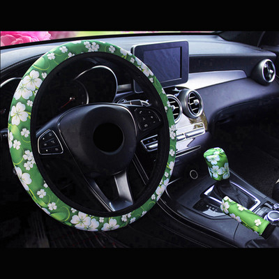 3PCS/Set Poklopac upravljača automobila Ručna kočnica Poklopac mjenjača 10 stilova Cvijeće Djevojka Žena Pletenica na upravljaču Auto zaštitnik