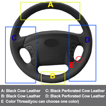 Ράψιμο στο χέρι Κάλυμμα τιμονιού αυτοκινήτου πλεξούδα δέρμα αγελάδας για Hyundai Azera 2005-2010 Sonata NF NFC 2005-2010 Funda Volante Wrap