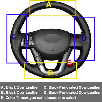 Ράψιμο στο χέρι Κάλυμμα τιμονιού αυτοκινήτου Επάνω δερμάτινο Stuurhoes πλεξούδα αγελάδας στο τιμόνι Για Kia K5 Optima 2011 2012 2013