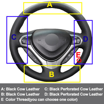Ράψιμο στο χέρι Κάλυμμα τιμονιού αυτοκινήτου Επάνω μέρος από δέρμα αγελάδας Funda Volante πλεξούδα στο τιμόνι Για Honda Spirior OId Accord