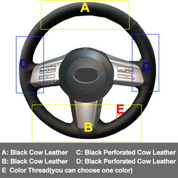 Περιτύλιγμα καλύμματος τιμονιού αυτοκινήτου ραψίματος χειρός για Subaru Legacy 2009-2012 Outback 2010 2011 2012 Μαύρο δέρμα αγελάδας Volant Stuurhoes