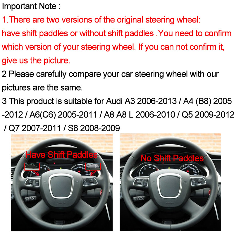 Ručno šivanje poklopca upravljača automobila za Audi A3 2006-2013 A4 (B8) A6 (C6) A8 A8 L Q5 Q7 2007-2011 S8 2008-2009