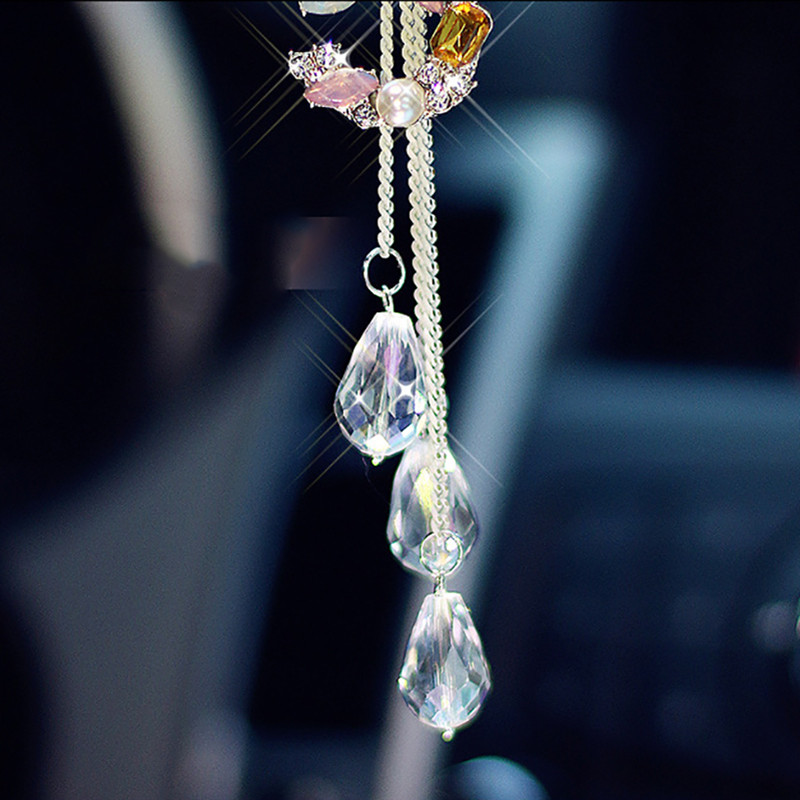 Bling dodatak za vješanje automobila za djevojčice Privjesak s dijamantnom mašnom u retrovizoru automobila Ornament Luksuzni kristalni dekor interijera automobila