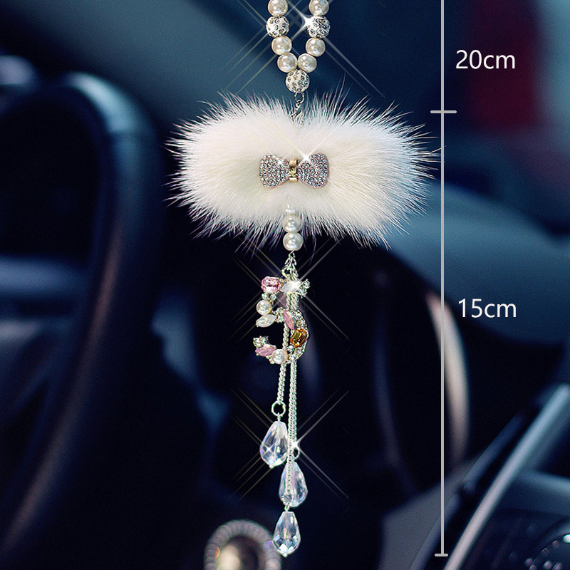 Bling dodatak za vješanje automobila za djevojčice Privjesak s dijamantnom mašnom u retrovizoru automobila Ornament Luksuzni kristalni dekor interijera automobila