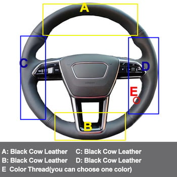 Ράψιμο στο χέρι Κάλυμμα τιμονιού αυτοκινήτου Πλεξούδα επάνω για Audi A6 (C8) Avant Allroad 2018-2019 A7 (K8) 2018-2019 S7 2019