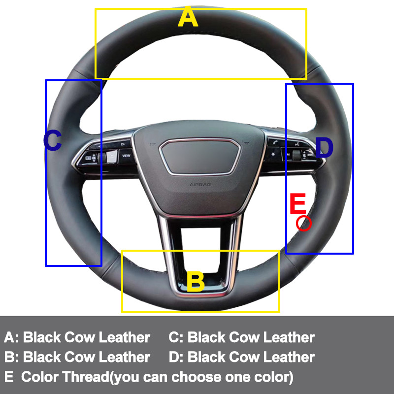 Ručno šivanje poklopca upravljača automobila od pletenice za Audi A6 (C8) Avant Allroad 2018-2019 A7 (K8) 2018-2019 S7 2019