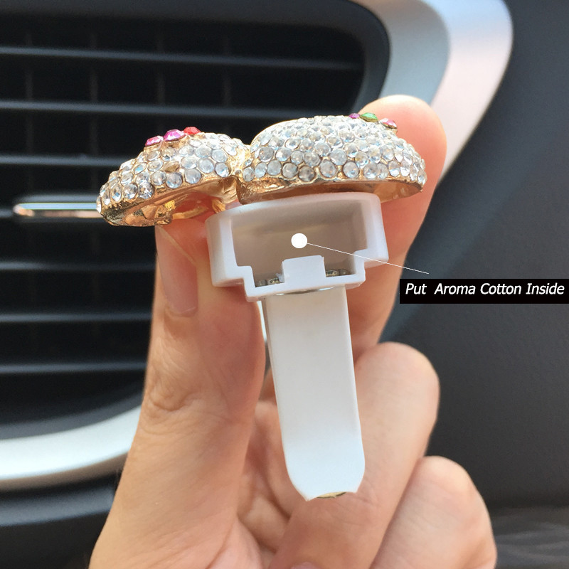Lovely Diamond Mushroom Solid Car Parfüm Heart Vent Clip Outlet Illatanyagok Autóbelső Dekoráció Lányok Légfrissítő Aromához