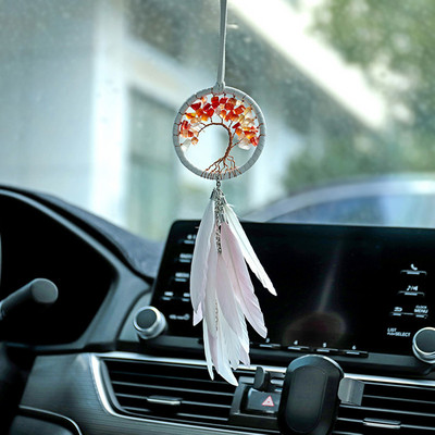 Gyvybės medis Dream Catcher plunksnų automobilio veidrodėlis kabantis pakabukas auto salono dekoras automobilyje aksesuaras mergaitėms dovanos automobilio papuošalai