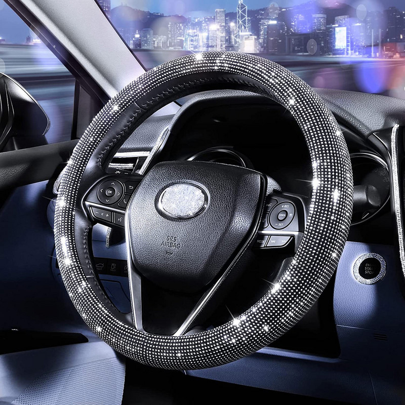 Universalus automobilio cirkonio vairo dangtelis su krištoliniu deimantiniu putojančiu deimantiniu vairo korpuso apsauginiu automobilio modeliu