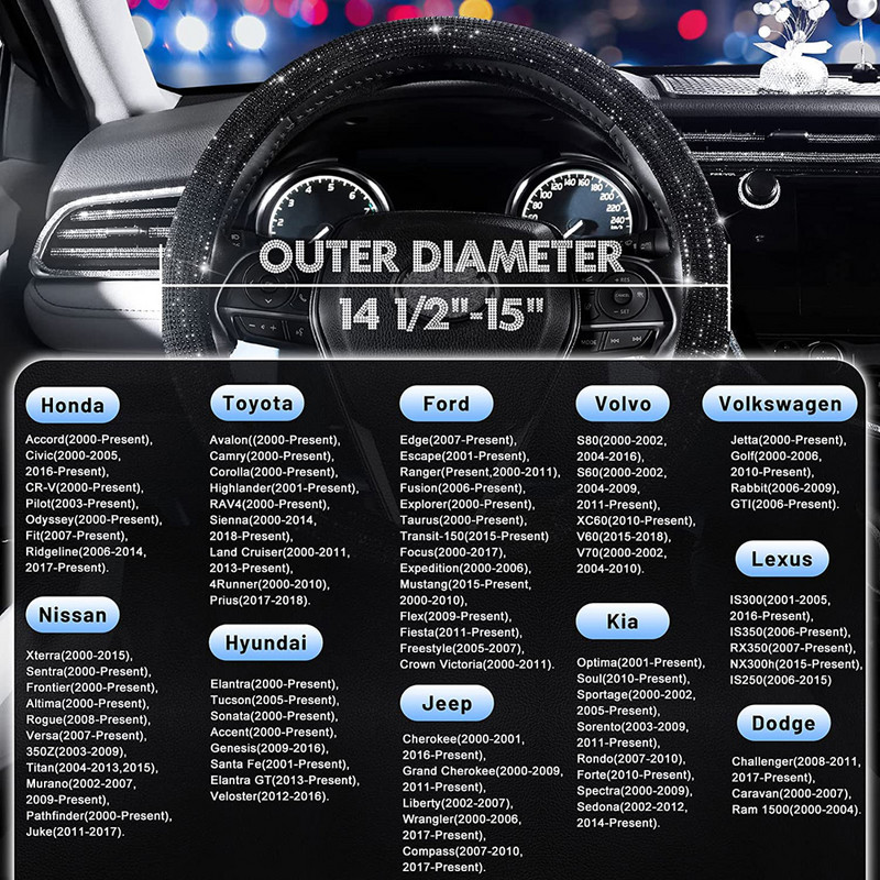 Universalus automobilio cirkonio vairo dangtelis su krištoliniu deimantiniu putojančiu deimantiniu vairo korpuso apsauginiu automobilio modeliu