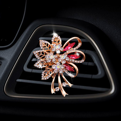 Elegants ziedu rotājums automašīnā gaisa atsvaidzinātājs Auto Outlet Smaržas Gaisa ventilācijas klipsis Automašīnas aromātu difuzors Bling Auto aksesuāri Auto