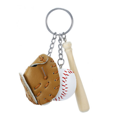 2022 új mini három részes baseball kesztyű fa denevér kulcstartó sportkocsi kulcstartó táska medál ajándék gyerekeknek