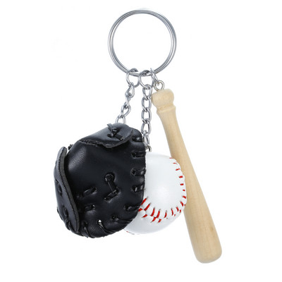 2022 új mini három részes baseball kesztyű fa denevér kulcstartó sportkocsi kulcstartó táska medál ajándék gyerekeknek