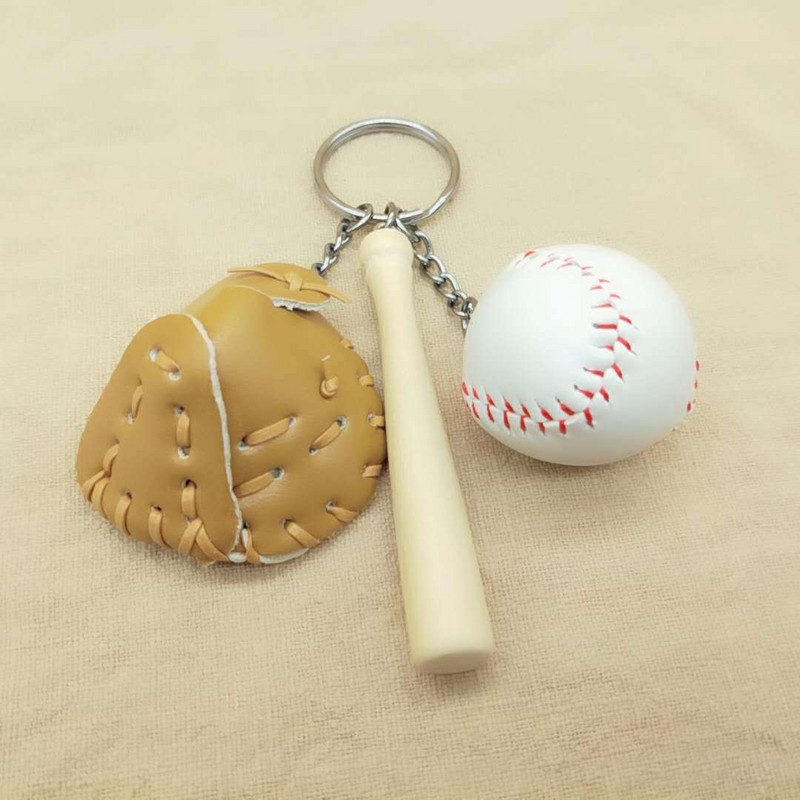 2022 új mini három részes baseball kesztyű fa denevér kulcstartó sportkocsi kulcstartó táska medál ajándék gyerekeknek