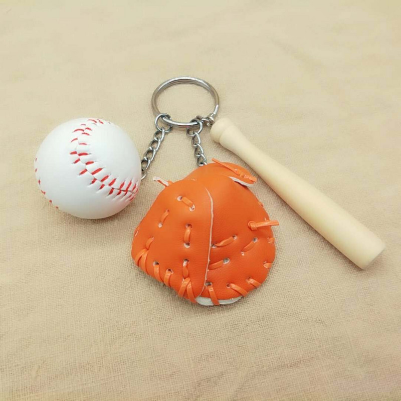 2022 új mini három részes baseball kesztyű fa denevér kulcstartó sportkocsi kulcstartó táska medál ajándék gyerekeknek