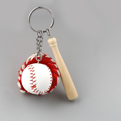 Mini háromrészes baseball kesztyű fa denevér kulcstartó sportkocsi kulcstartó kulcstartó ajándék férfi női férfi ajándék 11 cm, 1 darab