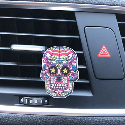 Cool Skull Car Kiegészítők Belső autó Légfrissítő Az Autóban Parfüm Autószag Aroma Diffúzor Kimenet Szellőző Clipek Autó Dekoráció