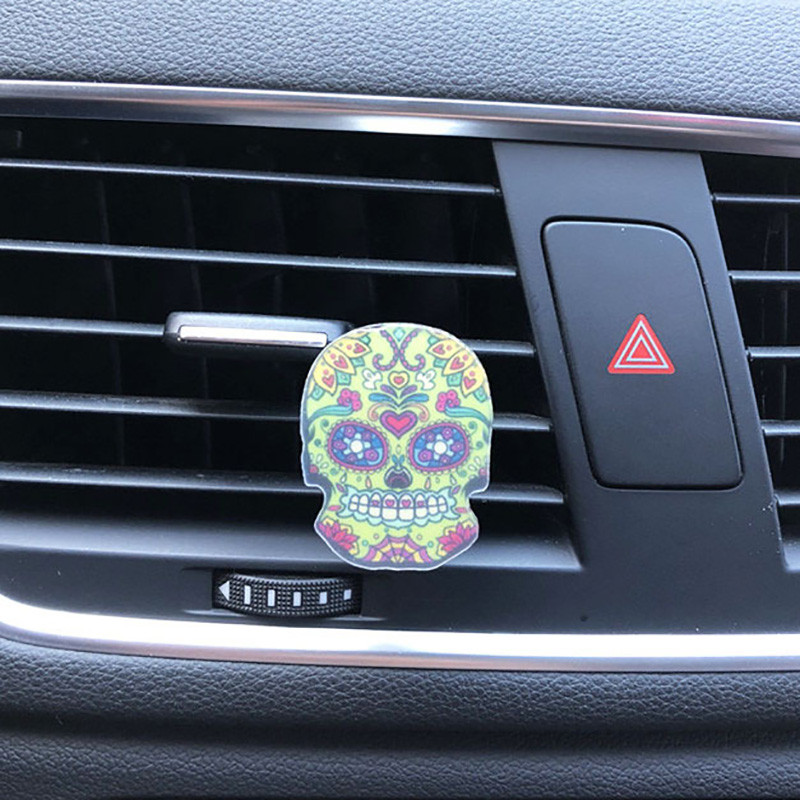 Cool Skull Car Kiegészítők Belső autó Légfrissítő Az Autóban Parfüm Autószag Aroma Diffúzor Kimenet Szellőző Clipek Autó Dekoráció