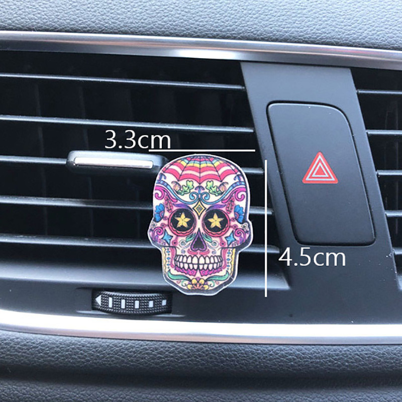 Cool Skull Car Kiegészítők Belső autó Légfrissítő Az Autóban Parfüm Autószag Aroma Diffúzor Kimenet Szellőző Clipek Autó Dekoráció