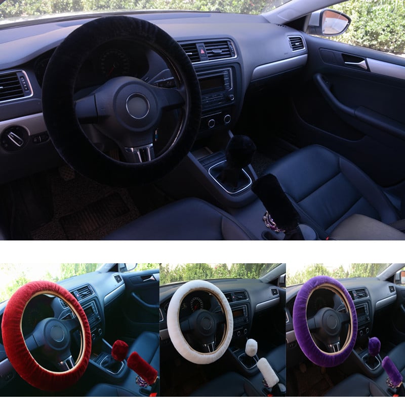3db/készlet Univerzális kormánykerék burkolat plüss kormánykerék autó kormánykerék burkolat Cubre Volante Auto téli autó tartozékok