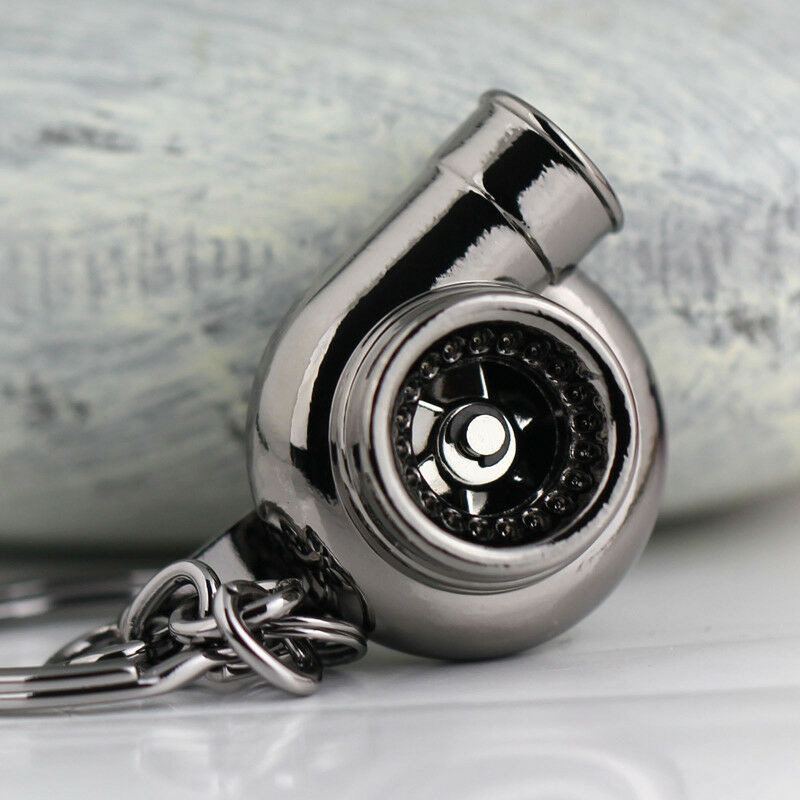 Új univerzális autóház Cool Gunmetal Spinning Turbo kulcstartó turbófeltöltő kulcstartó Kreatív design