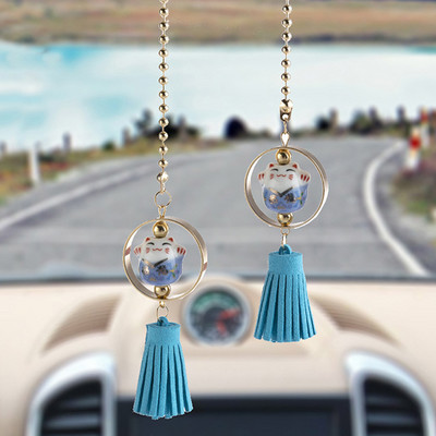 Keramički Lucky Cat Privjesci za automobil Rese Ogledalo automobila Viseći ukrasi Auto dekoracija u automobilu Dodatak za djevojčice Pokloni Auto privjesak