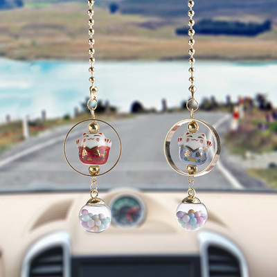 Keramički Lucky Cat Privjesci za automobil Rese Ogledalo automobila Viseći ukrasi Auto dekoracija u automobilu Dodatak za djevojčice Pokloni Auto privjesak
