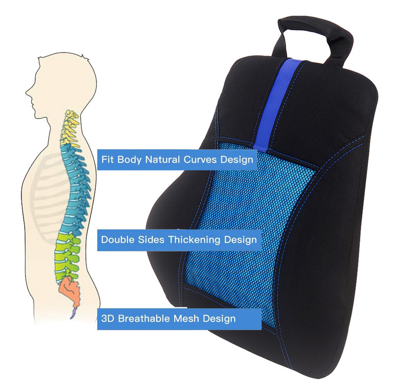 Nimme toetav seljapadi kontoritoolile/autole, mäluvahust seljatoe padi koos täieliku kehahoiaku korrigeerijaga – alumine reljeef
