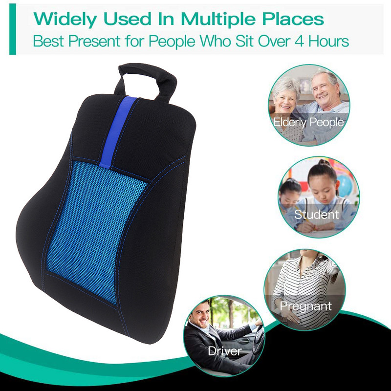 Nimme toetav seljapadi kontoritoolile/autole, mäluvahust seljatoe padi koos täieliku kehahoiaku korrigeerijaga – alumine reljeef