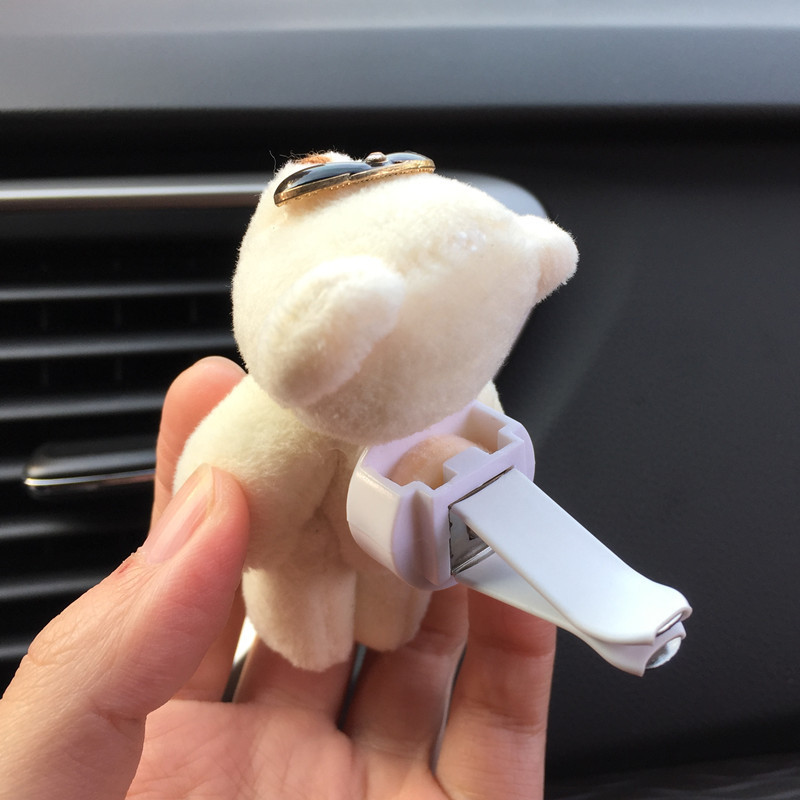 Clip de aerisire Odorizant de aer în mașină Urs drăguț Jucării de păpușă de pluș Decor Parfum de mașină Difuzor de arome de interior auto Ornamente de mașină