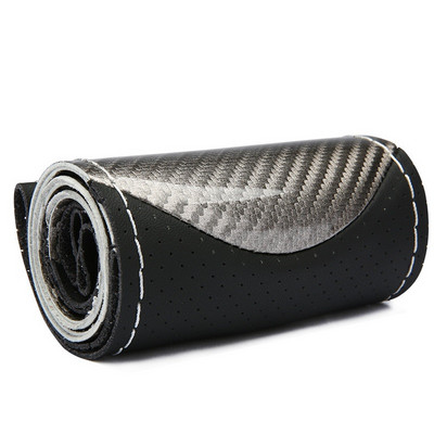 Crystal Carbon Fiber Fashion Sports Rankomis susiūtas vairo dangtis Automobilio rato dangtis Neslystantis odinis pynimas vairui