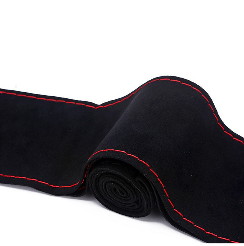 Aukščiausios kokybės kailinis vairo dangtelio pynimas automobilio vairo dėklas Neslystantis zomšinės matinės odos pynimas vairui