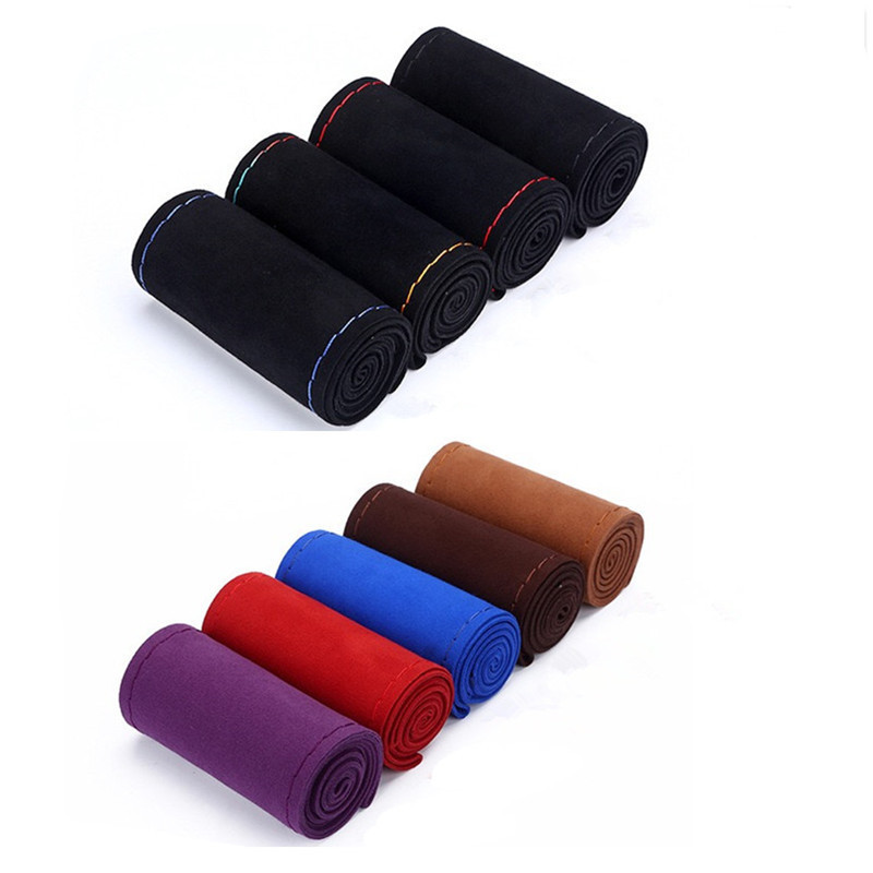 Aukščiausios kokybės kailinis vairo dangtelio pynimas automobilio vairo dėklas Neslystantis zomšinės matinės odos pynimas vairui