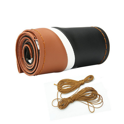 Nauji 38 cm pinti automobilio vairo dangteliai, odiniai pynimai ant vairo korpuso, odiniai vairo pynimo automobilių priedai