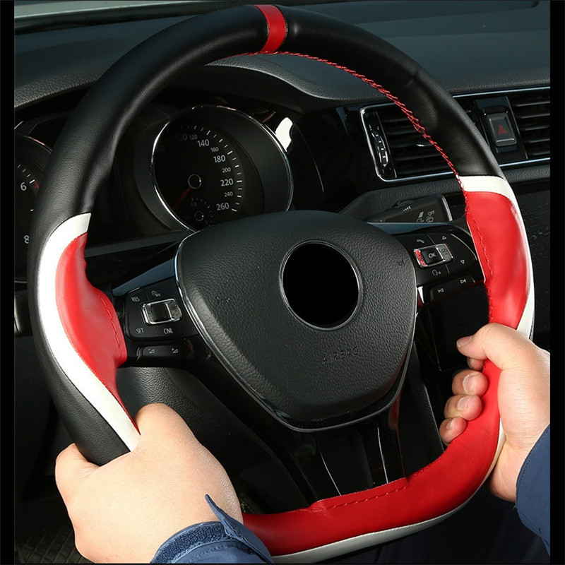 Nauji 38 cm pinti automobilio vairo dangteliai, odiniai pynimai ant vairo korpuso, odiniai vairo pynimo automobilių priedai