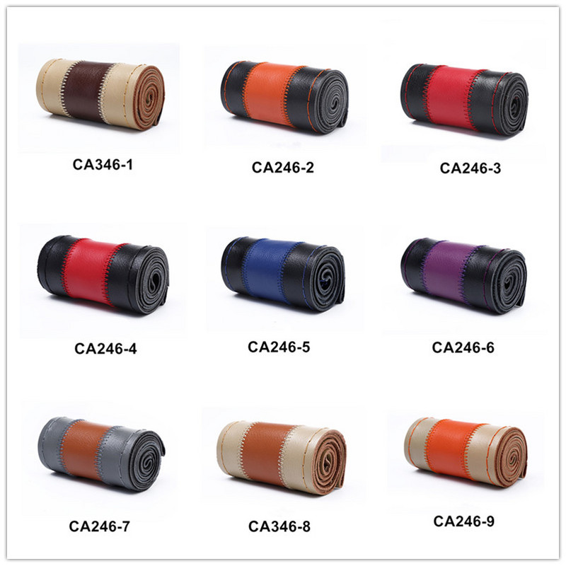 Automobilio odinis ratų pynimas madinga spalva atitinkanti 38 cm universali odinė pintinė vairo dangtelis