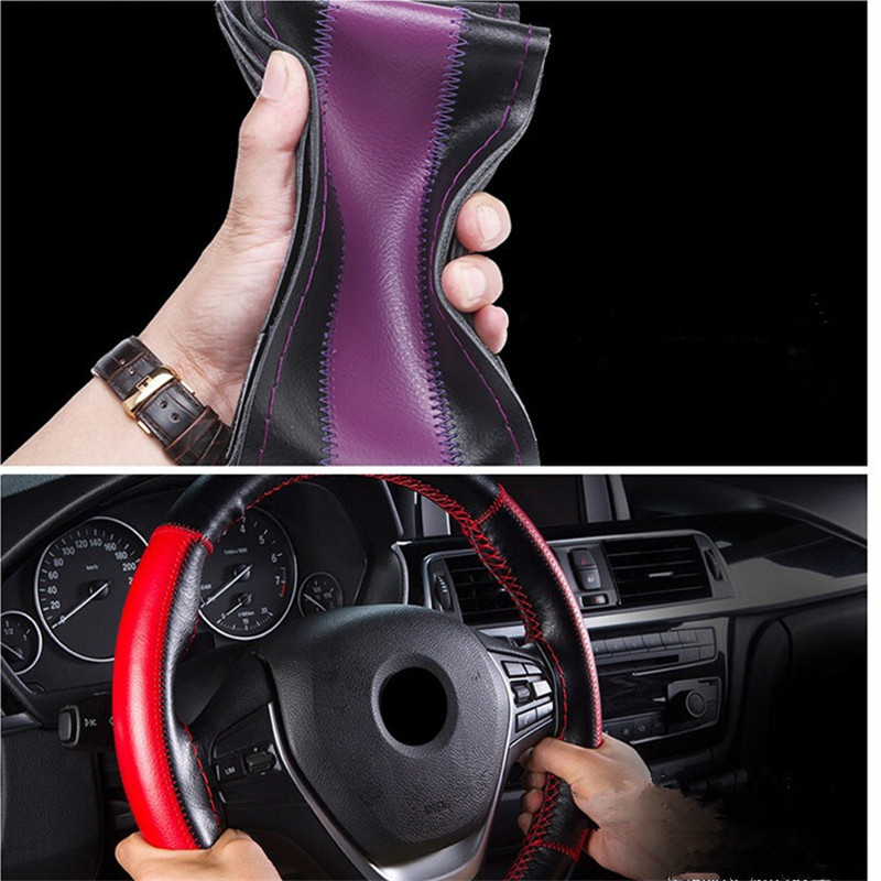 Automobilio odinis ratų pynimas madinga spalva atitinkanti 38 cm universali odinė pintinė vairo dangtelis