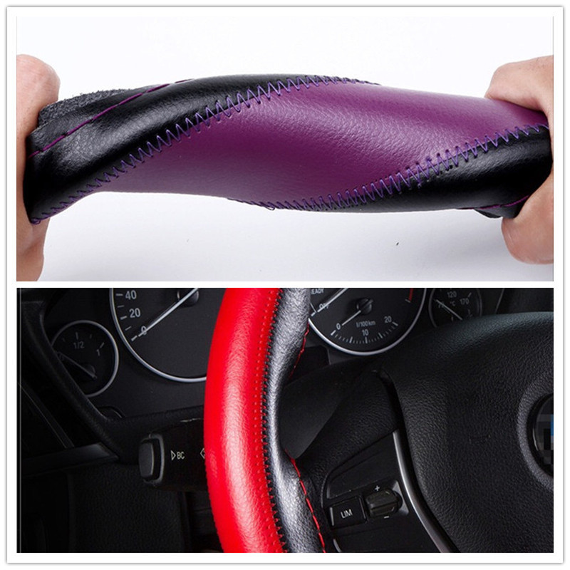 Automobilio odinis ratų pynimas madinga spalva atitinkanti 38 cm universali odinė pintinė vairo dangtelis